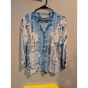 Impulse California L Y2K Blue White Sheer Space Dye Wave Tiered Layered Glass